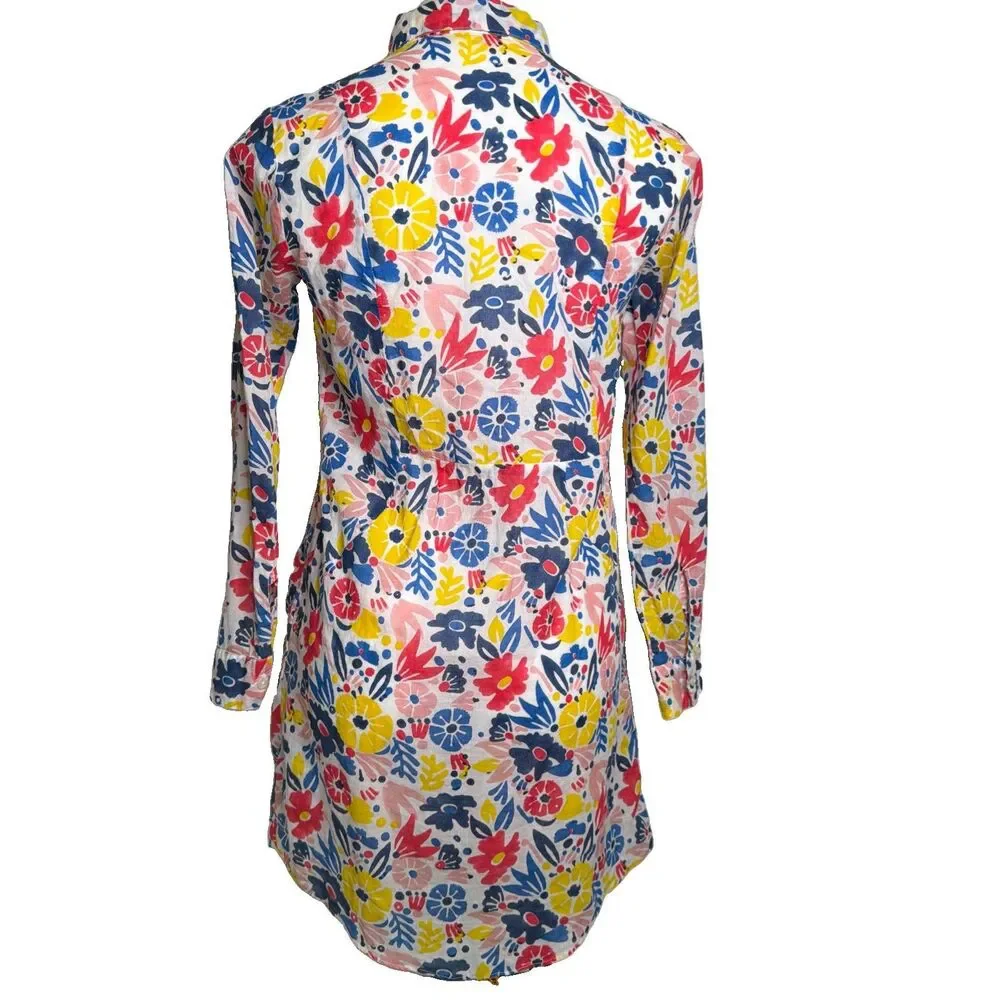 Roberta Roller Rabbit Cotton Tunic Dress Floral Beach Cover-Up Pockets XS Resort